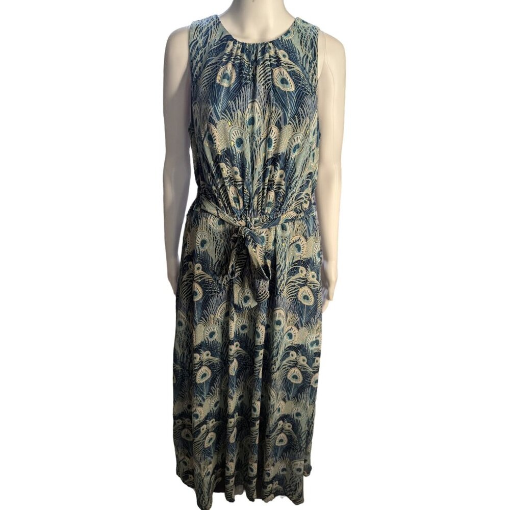 NWT Talbots Womens Halter Maxi Dress Sz 12 Peacock Print Party Wedding Boho Chic
